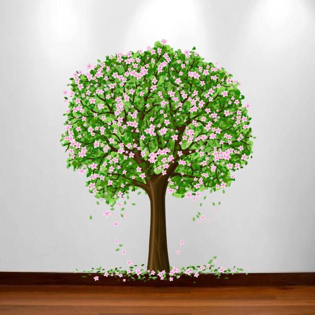 Large Nursery Tree Wall Blossom Leaf Decal Fruit Season Sticker Girl Art Decor #1179 - image 1