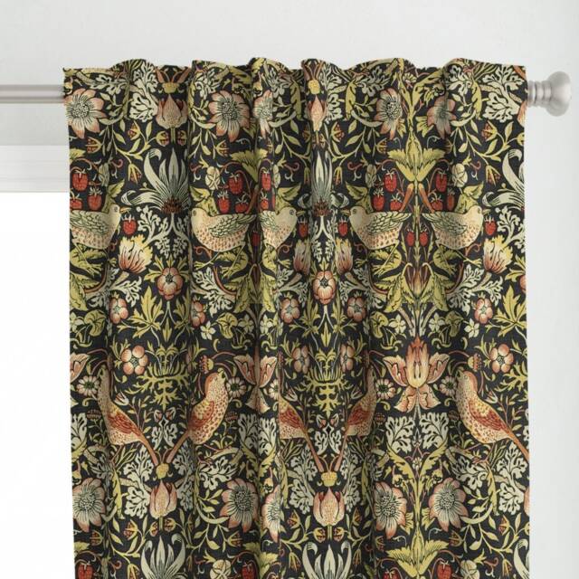Morris Inspired Curtain Panel - Victorian Birds Arts & Crafts Custom Strawberry Thief Soft By Peacoquettedesigns - image 1
