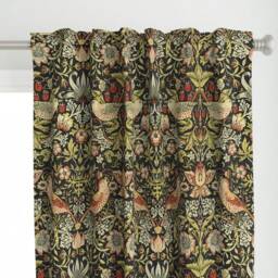 Morris Inspired Curtain Panel - Victorian Birds Arts & Crafts Custom Strawberry Thief Soft By Peacoquettedesigns - thumbnail 1