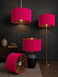 New Luxury Hq Double Sided Hot Pink Velvet & Leopard Print Brown Combination Lamp Shade Pendant Light