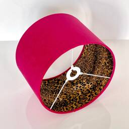 New Luxury Hq Double Sided Hot Pink Velvet & Leopard Print Brown Combination Lamp Shade Pendant Light - thumbnail 2