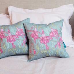 Pink Fuchsia Cushion - Handmade Digitally Printed Linen/Cotton Cushion, Decorative Pillow Cover, Living Room Decor - thumbnail 2