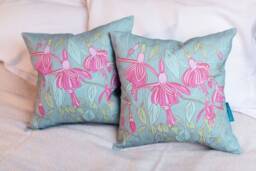 Pink Fuchsia Cushion - Handmade Digitally Printed Linen/Cotton Cushion, Decorative Pillow Cover, Living Room Decor - thumbnail 1