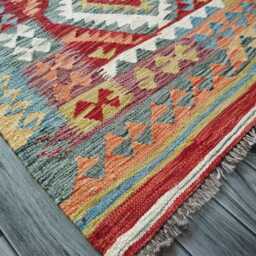 Kilim Rug Classic, Handmade Artisan Afghan Turkish, Scandinavian, Navajo, Bohemian Flatweave, Natural Wool 197x146 cm - thumbnail 3