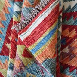 Kilim Rug Classic, Handmade Artisan Afghan Turkish, Scandinavian, Navajo, Bohemian Flatweave, Natural Wool 197x146 cm - thumbnail 4
