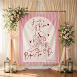 Last Rodeo Before The I Do Tapestry - Pink Cowgirl Bachelorette Wall Hanging, Western Bridal Shower Backdrop, Bride Party Decor - thumbnail 2