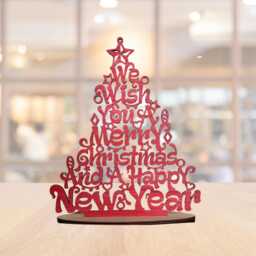 Personalised Family Christmas Trees, Mom Dad & Kids, Freestanding Wood Tree Handmade Ornaments, Mini Xmas Tree, Table Decor - thumbnail 4