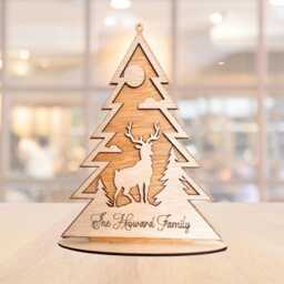 Personalised Family Christmas Trees, Mom Dad & Kids, Freestanding Wood Tree Handmade Ornaments, Mini Xmas Tree, Table Decor
