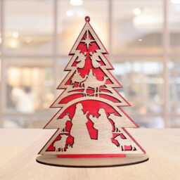 Personalised Family Christmas Trees, Mom Dad & Kids, Freestanding Wood Tree Handmade Ornaments, Mini Xmas Tree, Table Decor - thumbnail 2