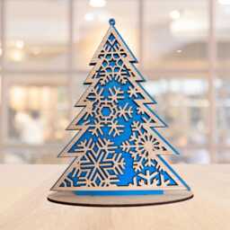 Personalised Family Christmas Trees, Mom Dad & Kids, Freestanding Wood Tree Handmade Ornaments, Mini Xmas Tree, Table Decor - thumbnail 3