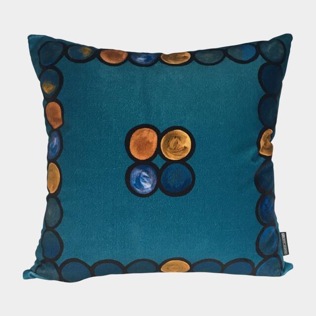 Ombr?? Circle Velvet Cushion, Teal - image 1