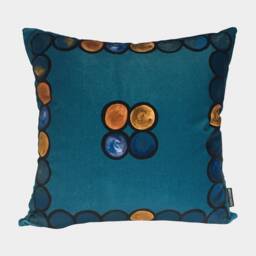 Ombr?? Circle Velvet Cushion, Teal - thumbnail 1