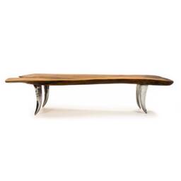 Walnut Slab Coffee Table With Sand Cast Aluminium Legs Brushed Matte Finish - thumbnail 4