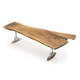 Walnut Slab Coffee Table With Sand Cast Aluminium Legs Brushed Matte Finish - thumbnail 3