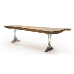 Walnut Slab Coffee Table With Sand Cast Aluminium Legs Brushed Matte Finish - thumbnail 2