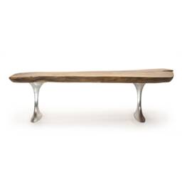 Walnut Slab Coffee Table With Sand Cast Aluminium Legs Brushed Matte Finish - thumbnail 1