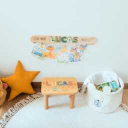 Name Stool By Space Chris, Montessori Helper For Kids, 1St Birthday Gift For Baptism/Christmas Toddler Gift, Playroom Furniture