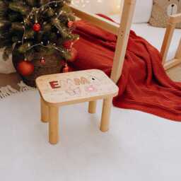 Name Stool By Space Chris, Montessori Helper For Kids, 1St Birthday Gift For Baptism/Christmas Toddler Gift, Playroom Furniture - thumbnail 4