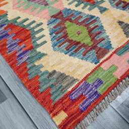 Runner Rug Multicolour, Handmade Artisan Afghan Turkish Scandinavian Navajo Bohemian Flatweave Wool Multicolour Kilim 304x83 cm - thumbnail 3