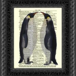 Penguins in Love Art Print On Upcycled 1800S Dictionary Page, Book Art, Home Decor, Wall Valentine's Day Gift - thumbnail 3