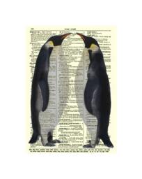 Penguins in Love Art Print On Upcycled 1800S Dictionary Page, Book Art, Home Decor, Wall Valentine's Day Gift - thumbnail 1