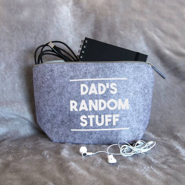 Personalised Random Crap Felt Pouch Bag, Men's Toiletry Cable Gift For Him, Dad, Father's Day Gift, Dad Gift - image 1