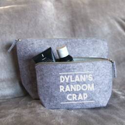 Personalised Random Crap Felt Pouch Bag, Men's Toiletry Cable Gift For Him, Dad, Father's Day Gift, Dad Gift - thumbnail 2