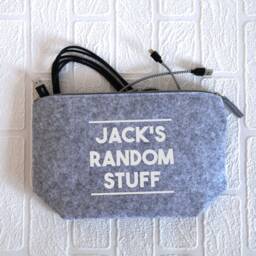 Personalised Random Crap Felt Pouch Bag, Men's Toiletry Cable Gift For Him, Dad, Father's Day Gift, Dad Gift - thumbnail 3
