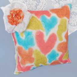Silk Cushion Cover. Orange, Blue, White. Bow. Shabby Chic. Gift For Her. Housewarming