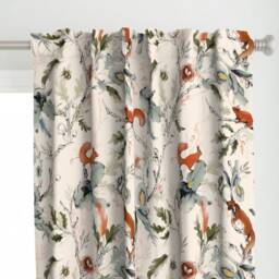 English Garden Curtain Panel - Autumnal Forest Rustic Cabin Watercolor Botanical Custom Into The Woods By Lascarlatte - thumbnail 1