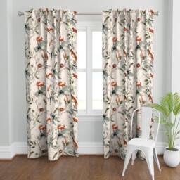English Garden Curtain Panel - Autumnal Forest Rustic Cabin Watercolor Botanical Custom Into The Woods By Lascarlatte - thumbnail 2