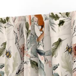 English Garden Curtain Panel - Autumnal Forest Rustic Cabin Watercolor Botanical Custom Into The Woods By Lascarlatte - thumbnail 3