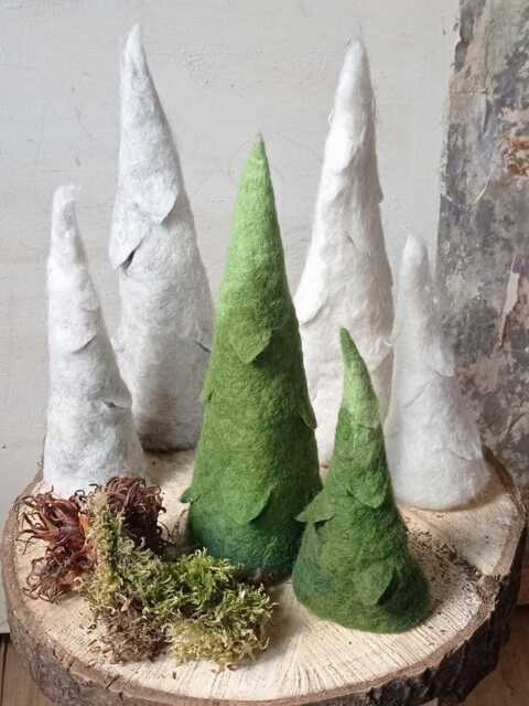 Hand-Felted 15 cm Christmas Tree Decoration For Christmas, Or The Seasonal Table - image 1