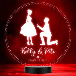 Marriage Proposal Silhouette Engagement Personalised Gift Colour Night Light - thumbnail 1