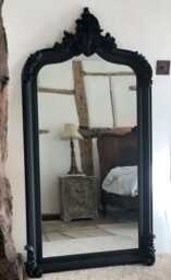 statement Arched Large Scroll French Matte Black Shabby Chic Arch Over Mantle Hall Console Ornate Wall Leaner Mirror 5Ft