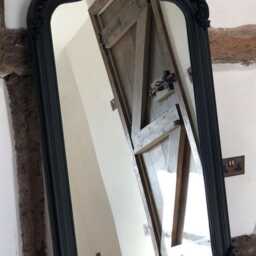 statement Arched Large Scroll French Matte Black Shabby Chic Arch Over Mantle Hall Console Ornate Wall Leaner Mirror 5Ft - thumbnail 3