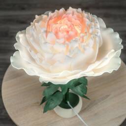 Peony Flower Bedside Lamp Table Shade Romantic Sweet Living Room Bedroom Night Light - thumbnail 3