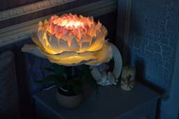 Peony Flower Bedside Lamp Table Shade Romantic Sweet Living Room Bedroom Night Light - thumbnail 1