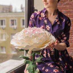 Peony Flower Bedside Lamp Table Shade Romantic Sweet Living Room Bedroom Night Light - thumbnail 2