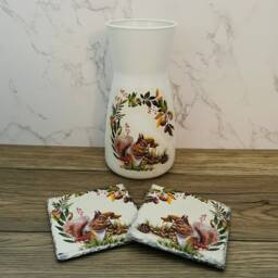 Squirrel Themed Flower Vase, Coasters, Gifts, Autumn Home Decor, Decor - thumbnail 3