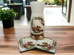 Squirrel Themed Flower Vase, Coasters, Gifts, Autumn Home Decor, Decor - thumbnail 1