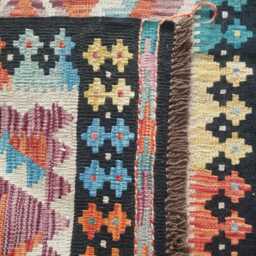 Afghan Kilim Rug, Handmade Artisan Multicolour Turkish Persian Navajo Moroccan Bohemian Flatweave, Natural Wool Dhurrie Rug 120x82 cm - thumbnail 4