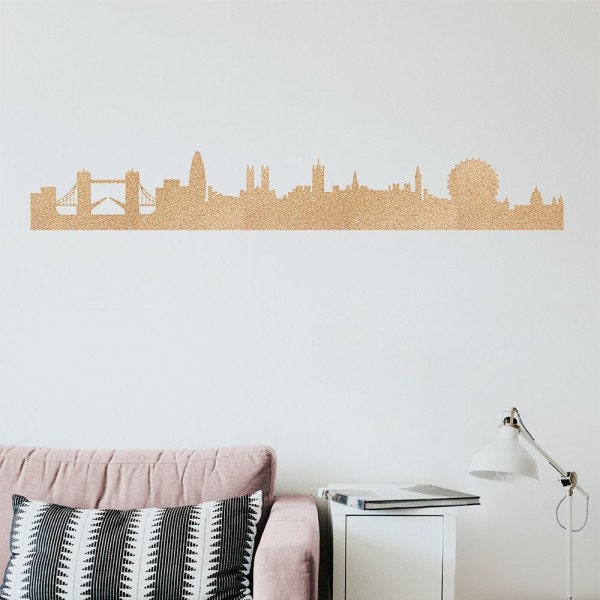 Corkline London Skyline Wall Pictures City Panorama Pinboard Decoration Made Of Cork Sticker Living Room Tattoo Bedroom Silhouette - image 1