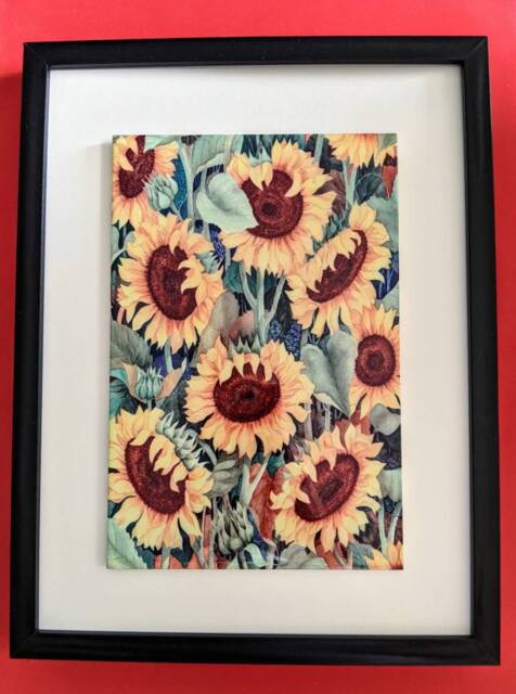"Sunflowers Ceramic Wall Art Tile, 8"" By 12" - image 1