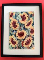 "Sunflowers Ceramic Wall Art Tile, 8"" By 12"