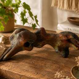 Hand-Carved Olive Wood Bird Head Sculpture, Rustic Modern Art Decor - thumbnail 4