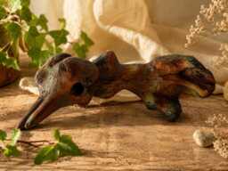 Hand-Carved Olive Wood Bird Head Sculpture, Rustic Modern Art Decor - thumbnail 1