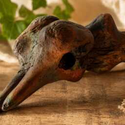 Hand-Carved Olive Wood Bird Head Sculpture, Rustic Modern Art Decor - thumbnail 3