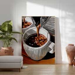 Coffee Pour Art Print - Realistic Cafe Wall Decor - thumbnail 4
