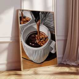 Coffee Pour Art Print - Realistic Cafe Wall Decor - thumbnail 2